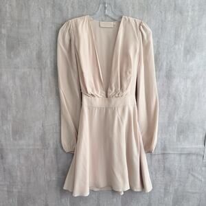 Carmella Michli x Revolve 100% Silk Dress 4 Plunge V-Neck Boho Western Fringe